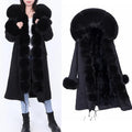 Maomaokong Winter Woman Natural Fur Overcoat Plus Size Black Parkas Raccoon Real Fur Lining Extra Larg Warm Jacket Coats Long