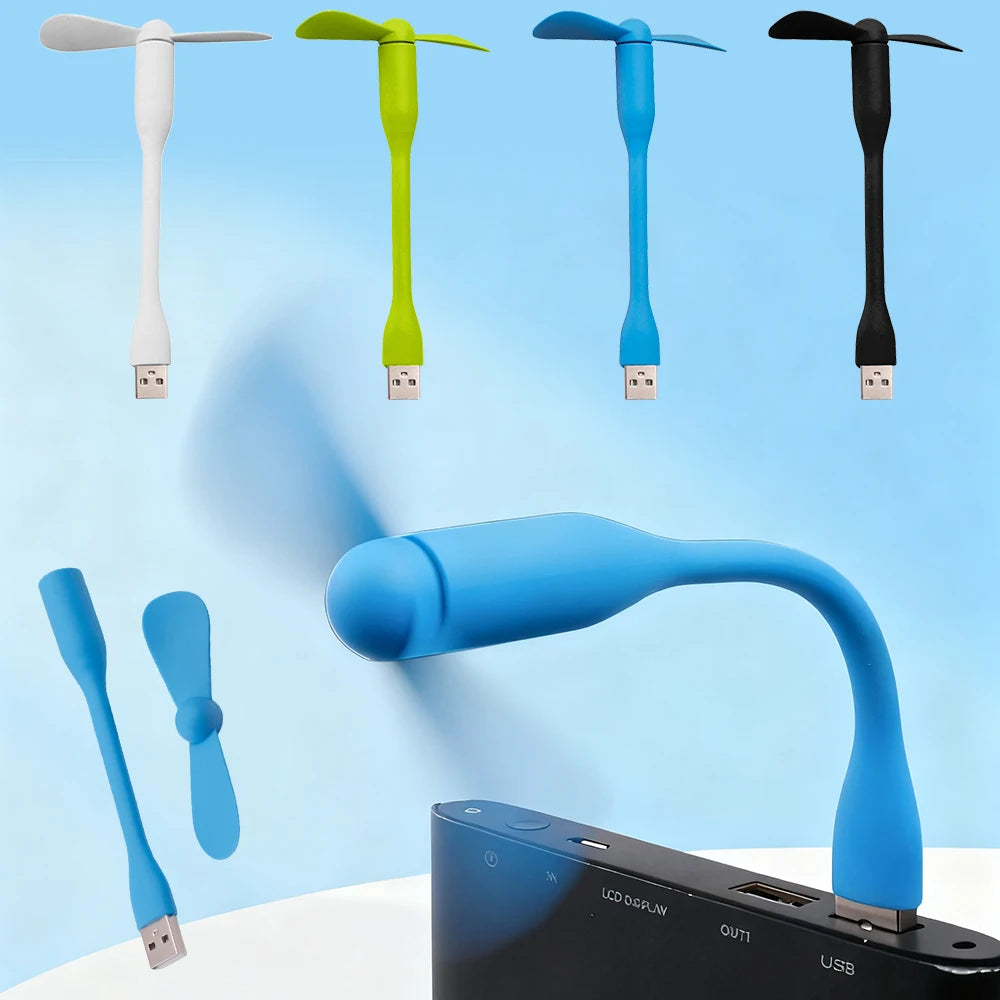 1/2PCS Flexible Portable Mini USB Fan for Power Bank Notebook Computer Summer Travel Cooling Gadget Mobile Phone USB Fans