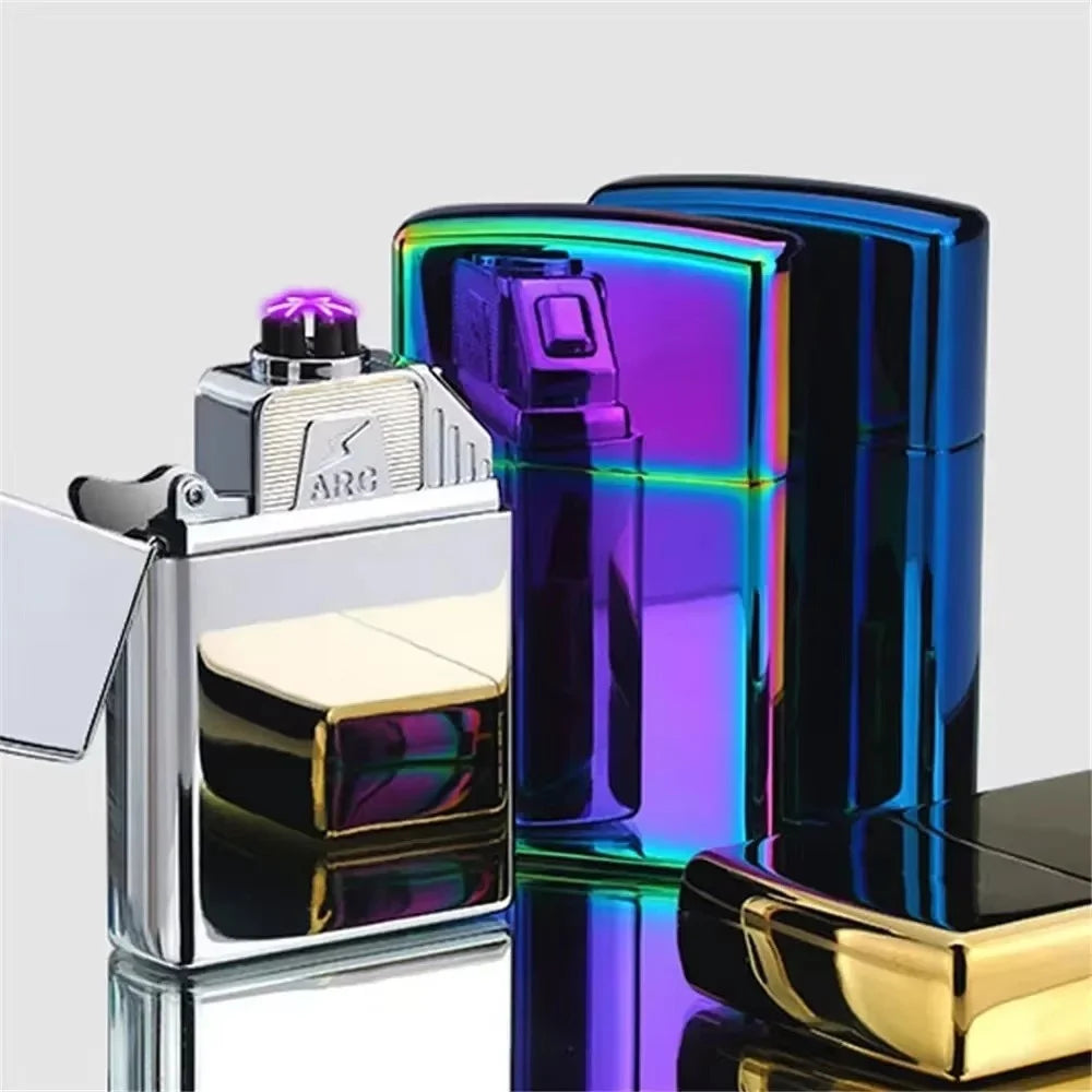 New Six Arcs Lighter Windproof USB Charging Electronic Lighter Metal Body Flameless Pulse Plasma Igniter For Smoker Gift Gadgets