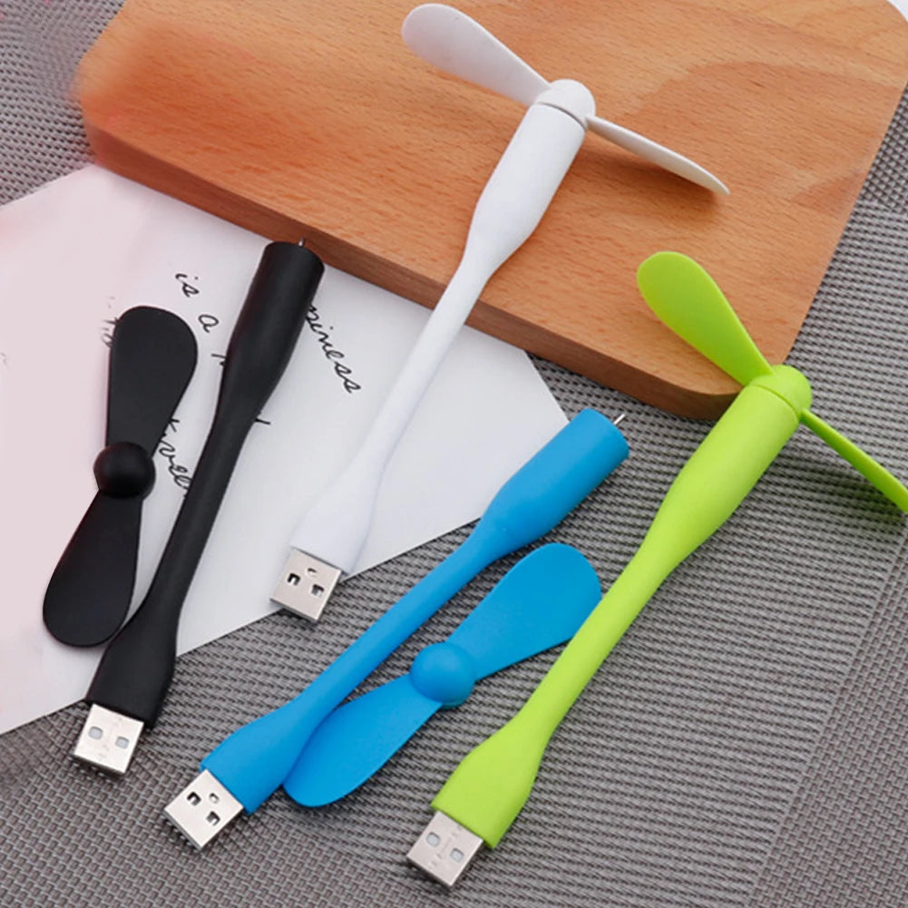 1/2PCS Flexible Portable Mini USB Fan for Power Bank Notebook Computer Summer Travel Cooling Gadget Mobile Phone USB Fans