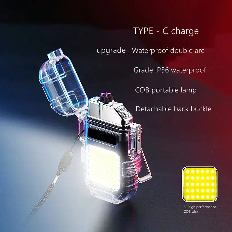 New Creative Multifunctional USB Lighter Waterproof Outdoor Transparent Electronic Ignition Lighting Lighter Gadget Men's Gift